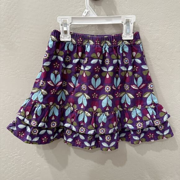 Hanna Andersson Purple Floral Corduroy Ruffle Skirt - Picture 4 of 5